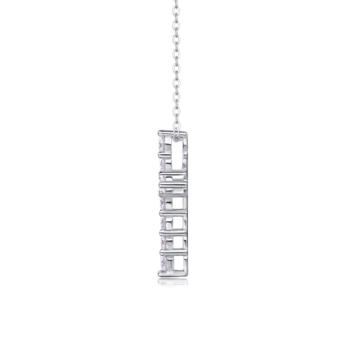 Faith Moissanite Cross Necklace in Sterling Silver