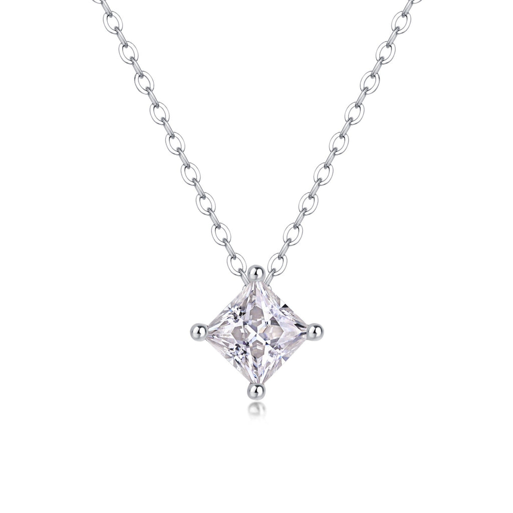 Together Square-Cut Moissanite Pendant Necklace in Sterling Silver