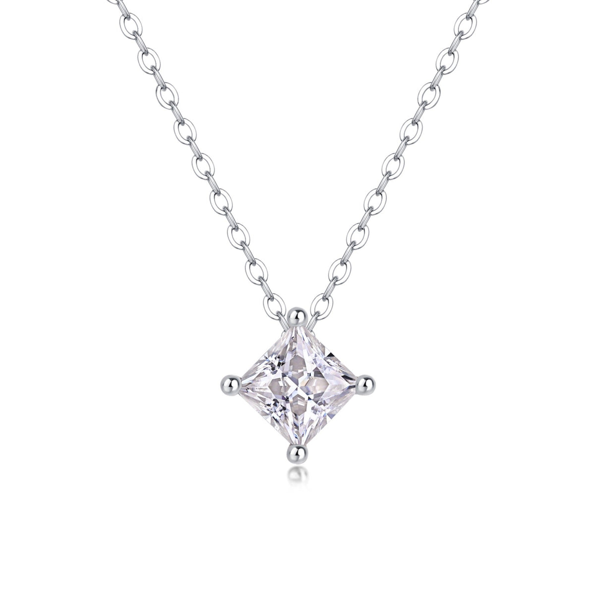 Together Square-Cut Moissanite Pendant Necklace in Sterling Silver