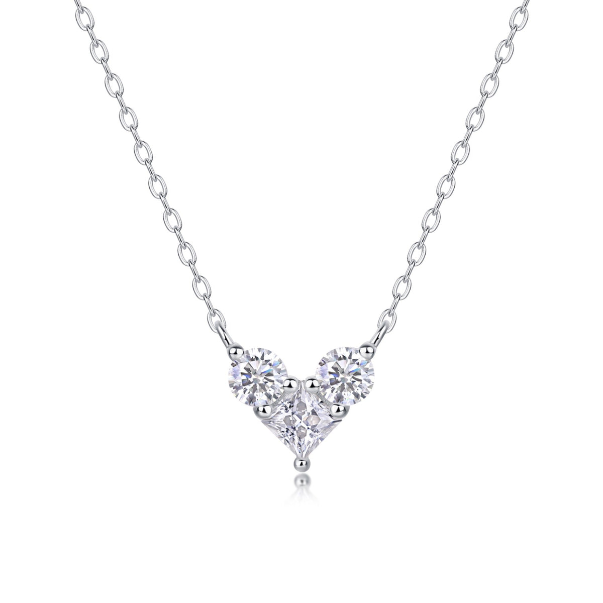 Present Love Moissanite Heart Necklace in Sterling Silver