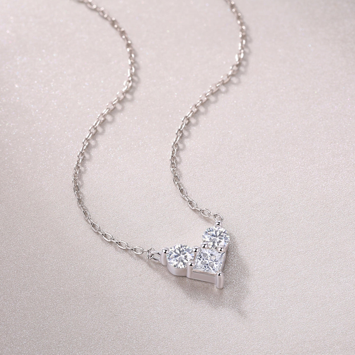 Present Love Moissanite Heart Necklace in Sterling Silver