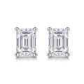 Enthralled Emerald-Cut Moissanite Stud Earrings in Sterling Silver
