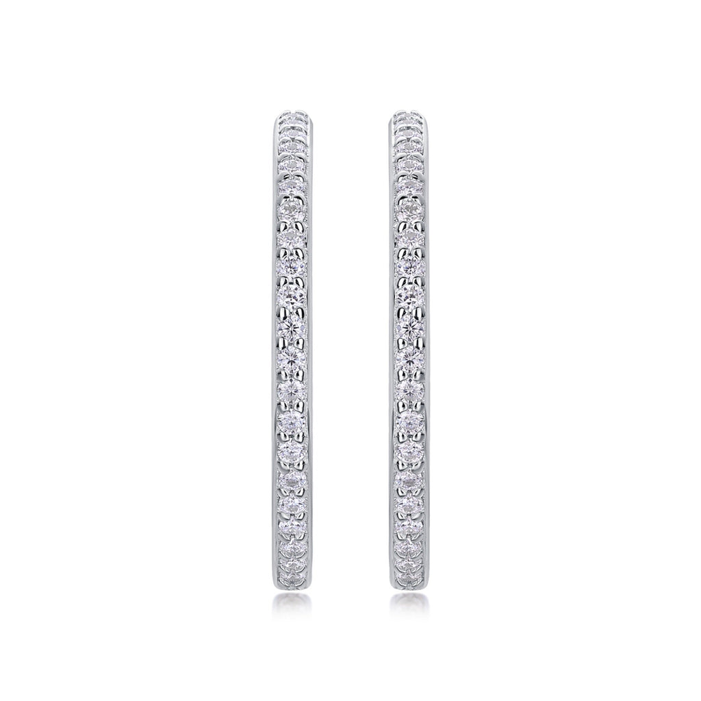 Ribbon Moissanite Hoop Earrings in Sterling Silver