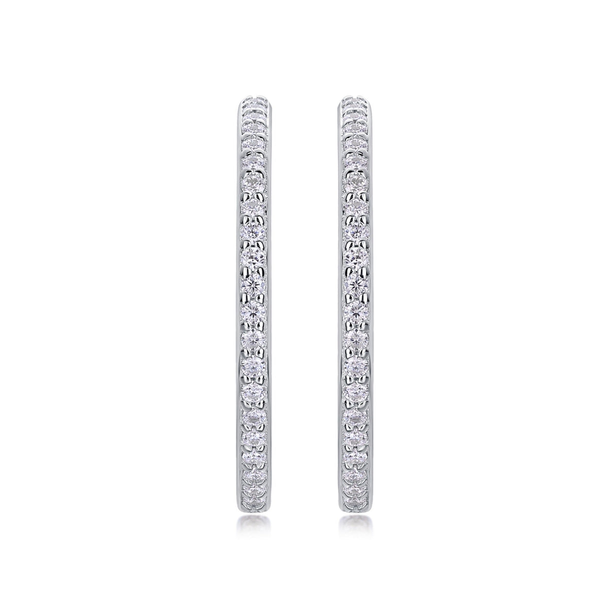 Ribbon Moissanite Hoop Earrings in Sterling Silver