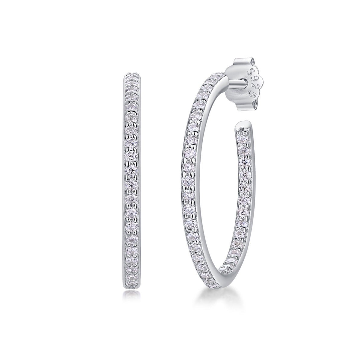 Ribbon Moissanite Hoop Earrings in Sterling Silver