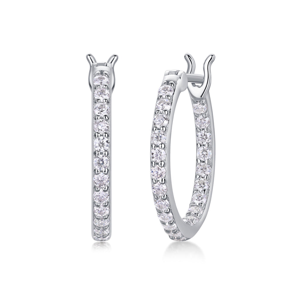 Glimmer Moissanite Hoop Earrings in Sterling Silver