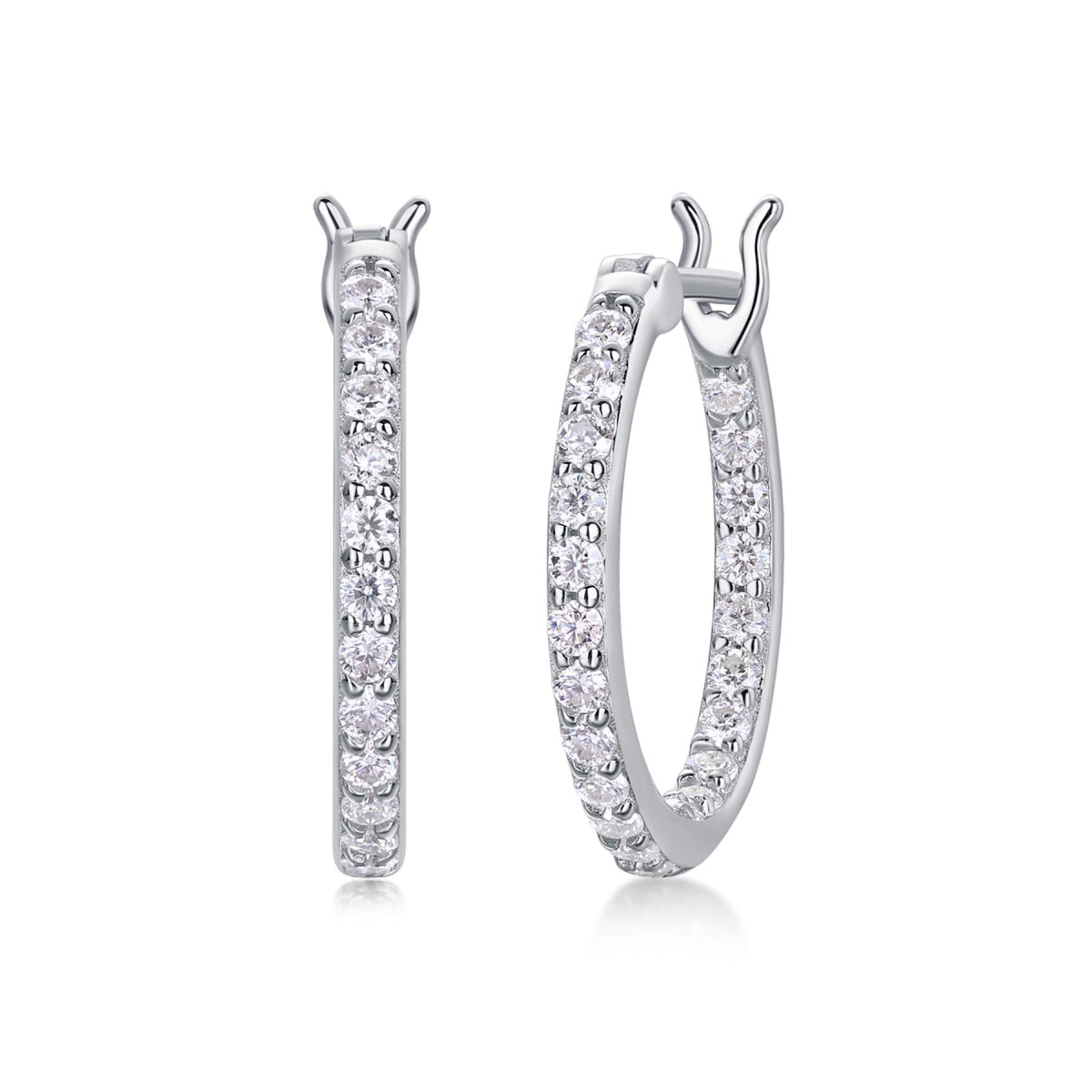 Glimmer Moissanite Hoop Earrings in Sterling Silver