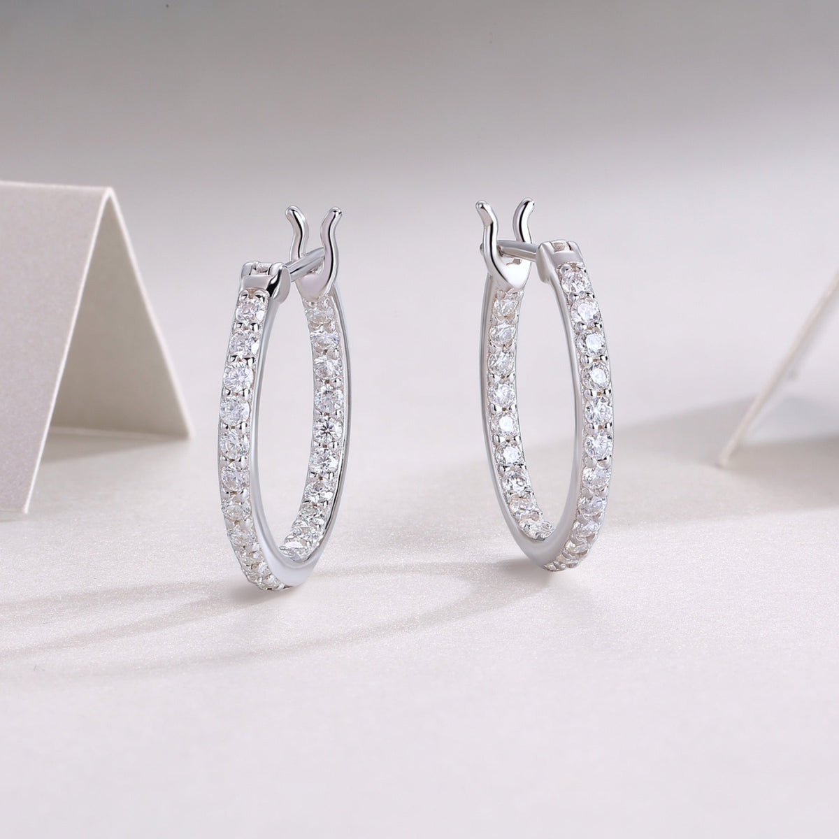 Glimmer Moissanite Hoop Earrings in Sterling Silver