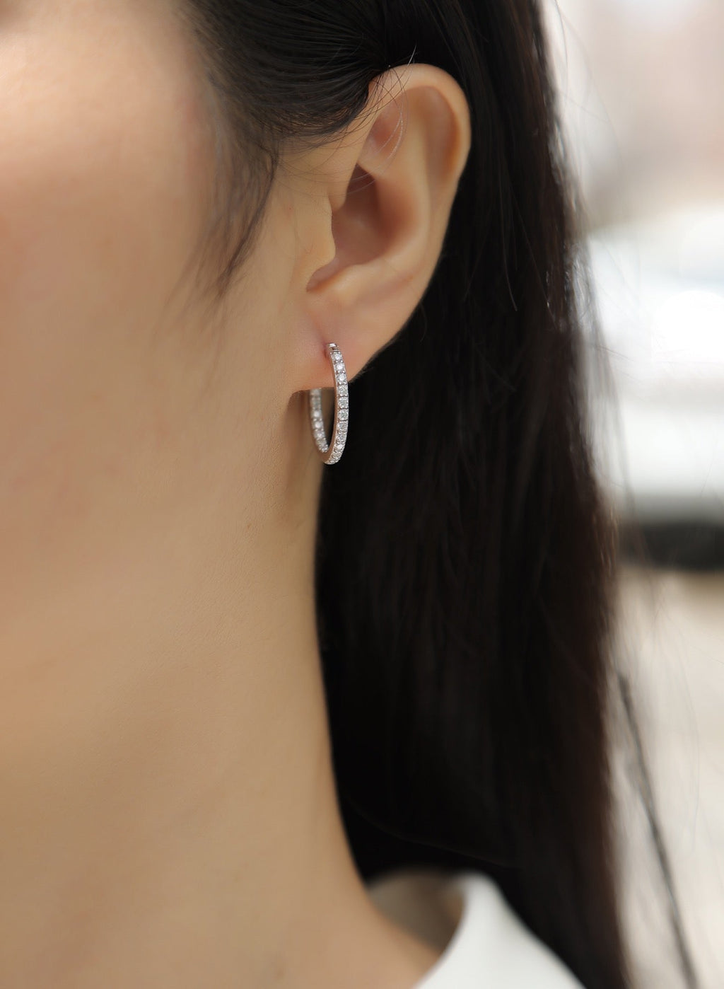 Glimmer Moissanite Hoop Earrings in Sterling Silver