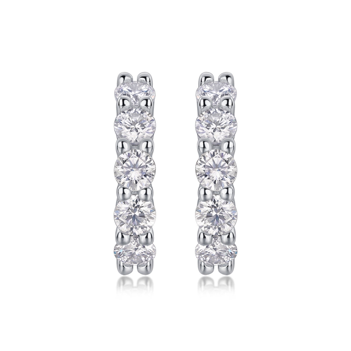 Daybreak Moissanite Huggie Hoop Earrings in Sterling Silver