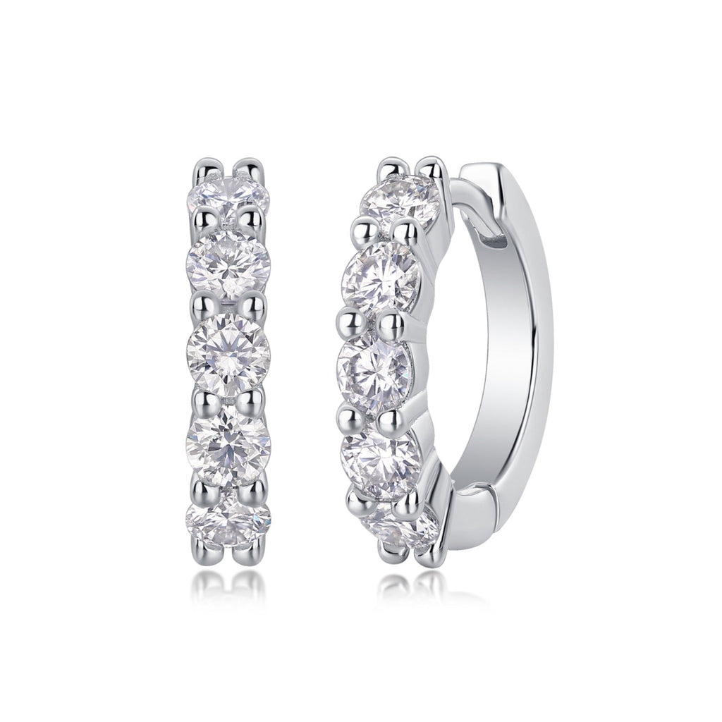 Daybreak Moissanite Huggie Hoop Earrings in Sterling Silver