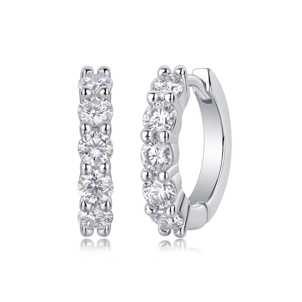 Daybreak Moissanite Huggie Hoop Earrings in Sterling Silver