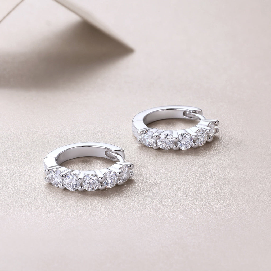 Daybreak Moissanite Huggie Hoop Earrings in Sterling Silver