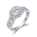 Snow Lotus Moissanite Halo Ring in Sterling Silver