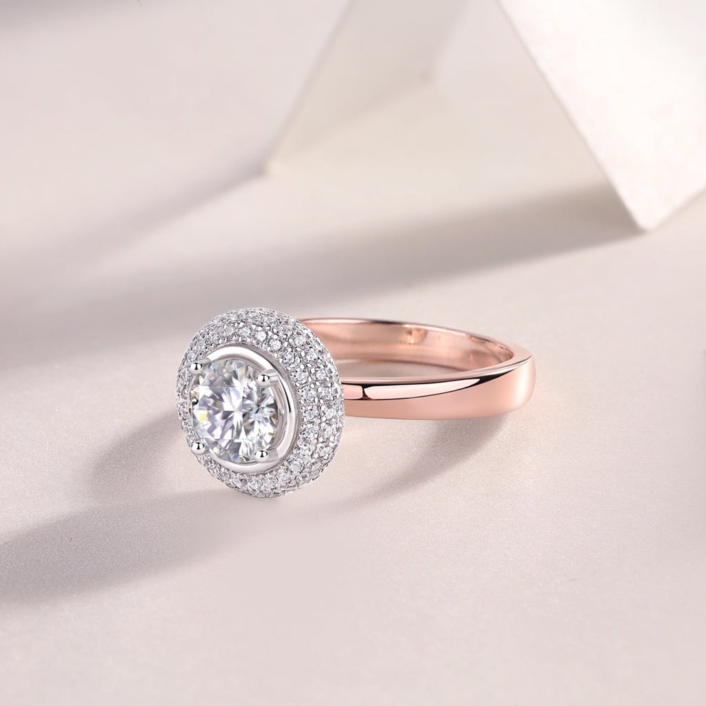 Moonwater 1 Carat Moissanite Double Halo Ring in Sterling Silver