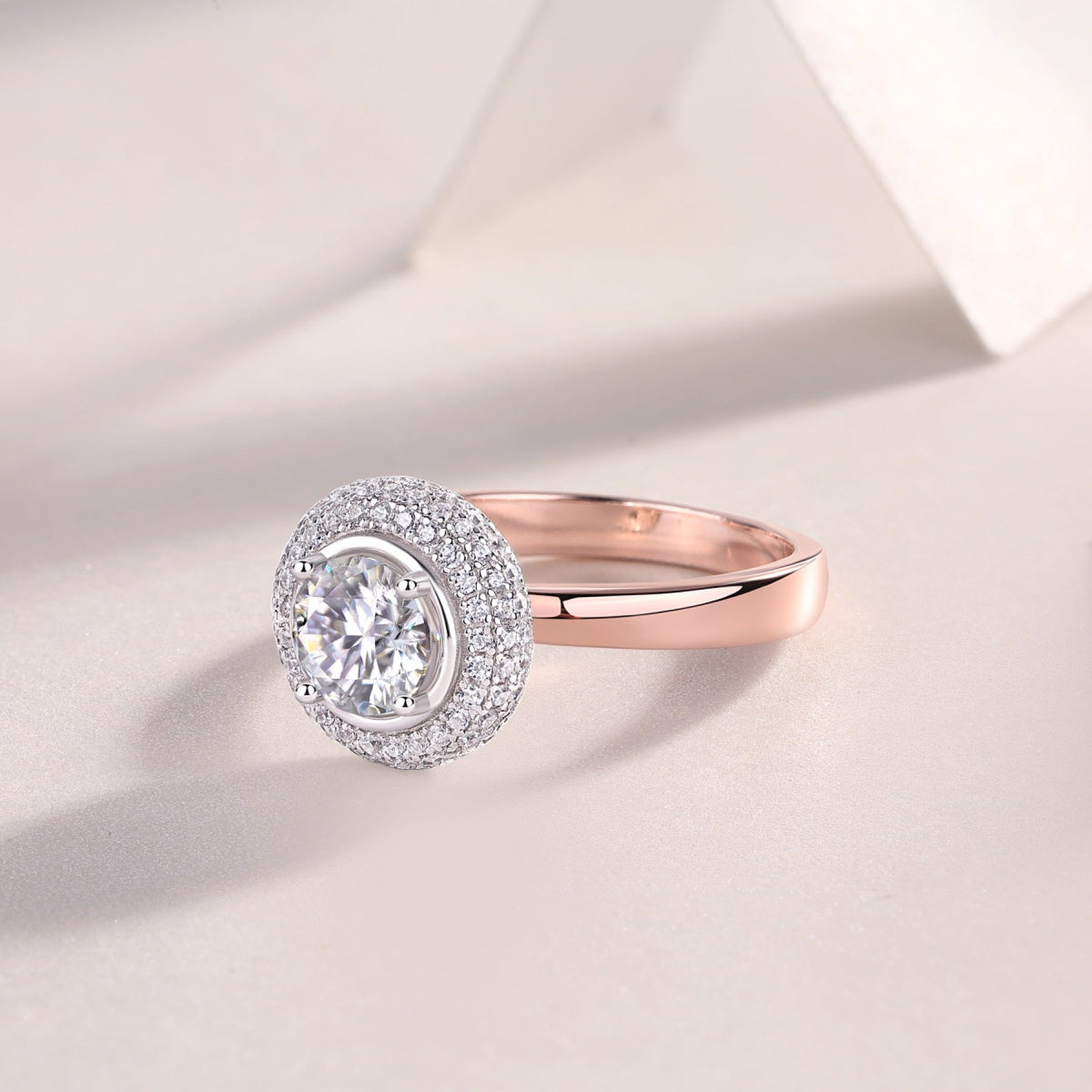Moonwater 1 Carat Moissanite Double Halo Ring in Sterling Silver
