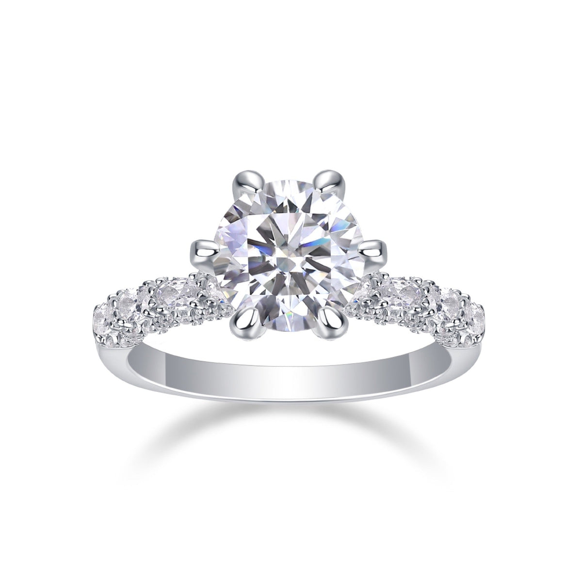 Fortuna Moissanite Solitaire Ring in Sterling Silver