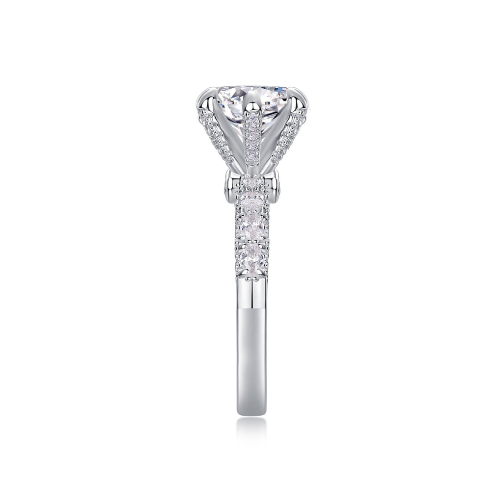 Fortuna Moissanite Solitaire Ring in Sterling Silver
