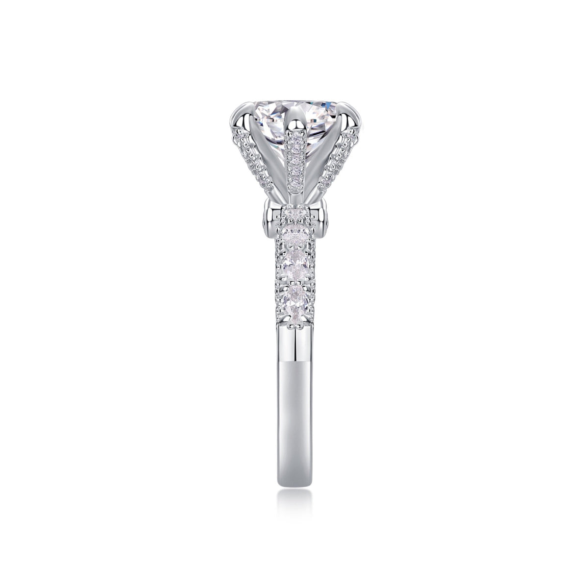 Fortuna Moissanite Solitaire Ring in Sterling Silver