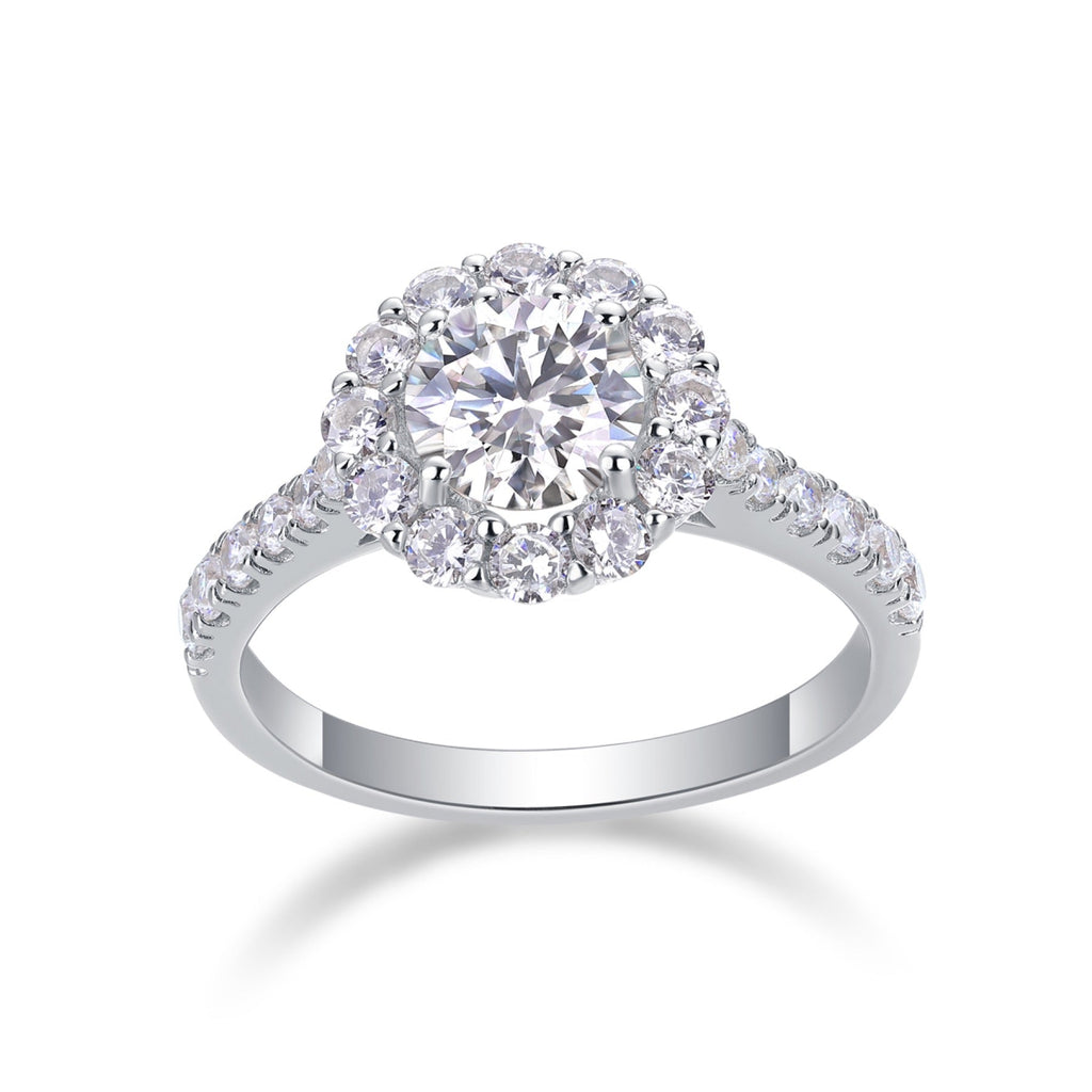 True Love 1 Carat Moissanite Halo Ring in Sterling Silver