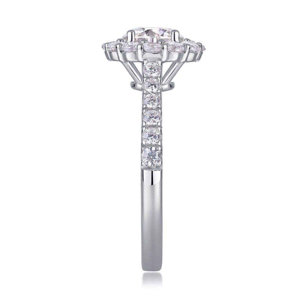 True Love 1 Carat Moissanite Halo Ring in Sterling Silver
