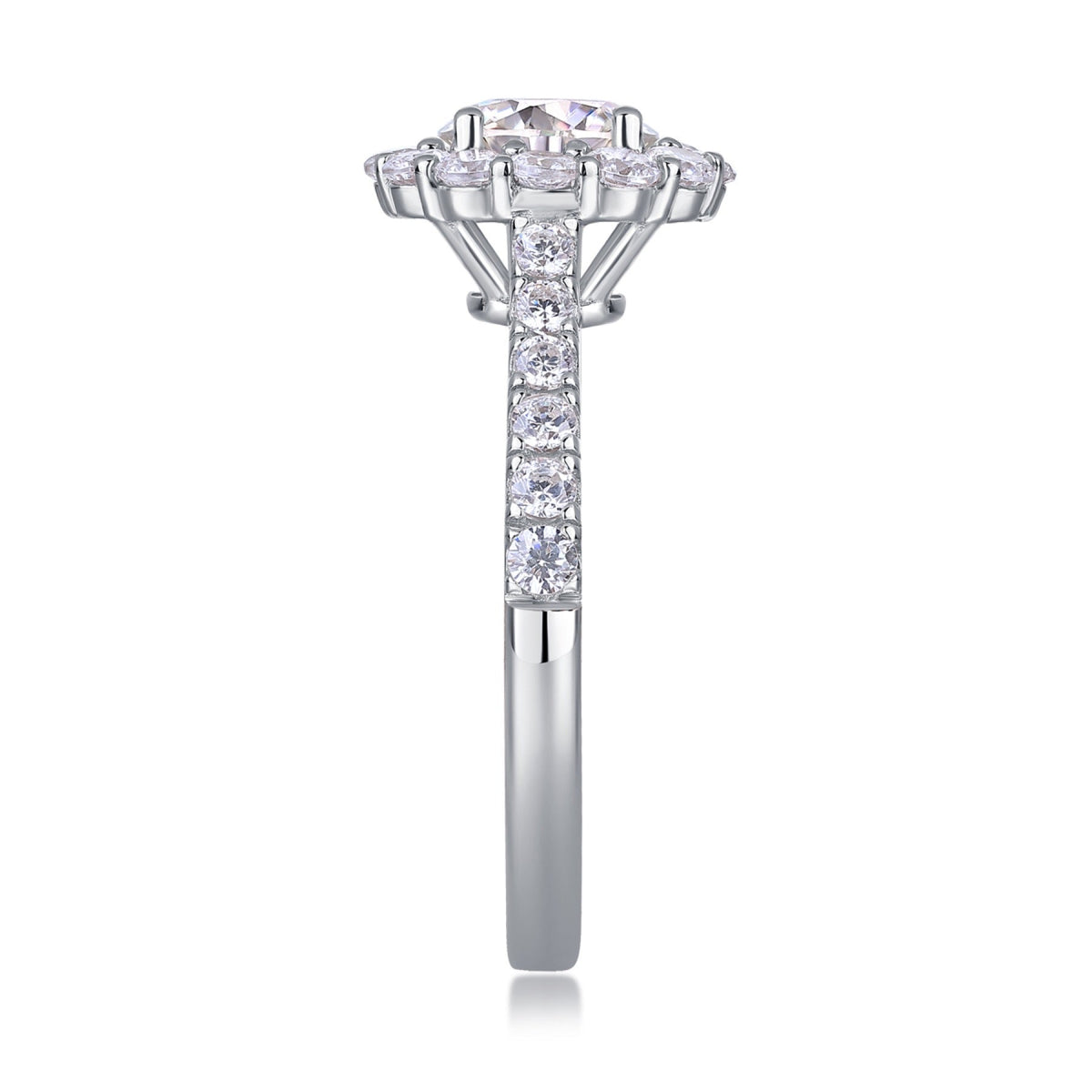 True Love 1 Carat Moissanite Halo Ring in Sterling Silver