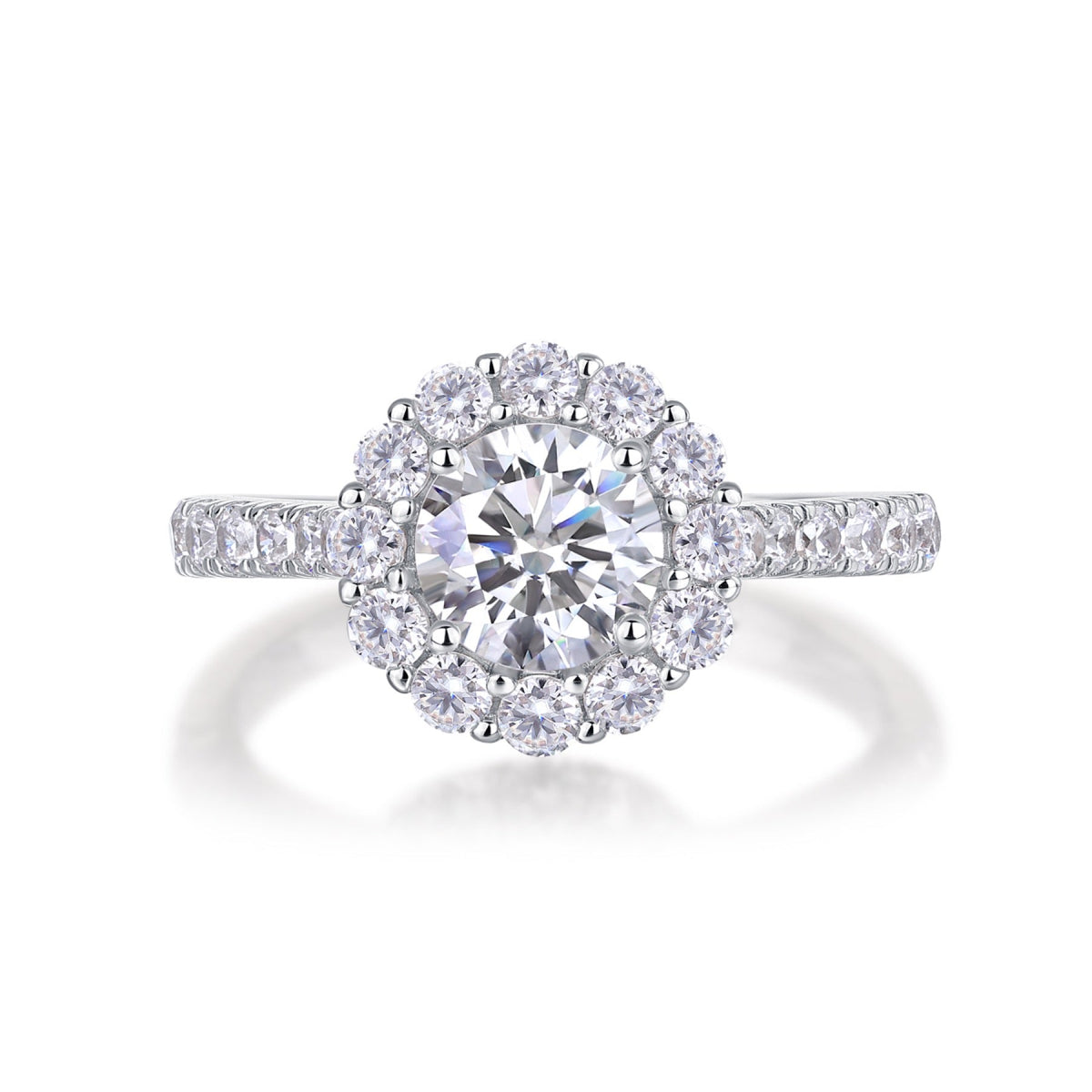 True Love 1 Carat Moissanite Halo Ring in Sterling Silver