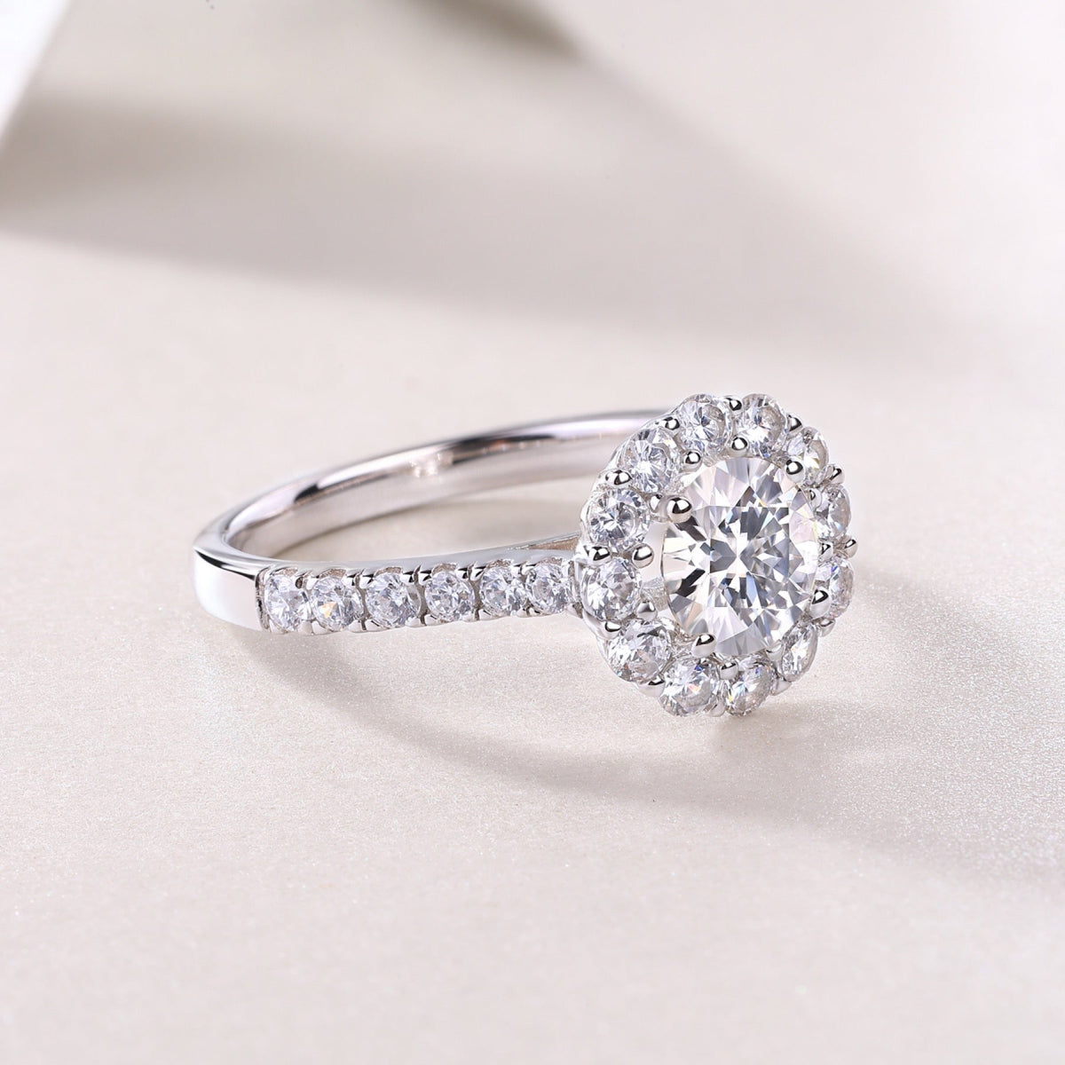 True Love 1 Carat Moissanite Halo Ring in Sterling Silver