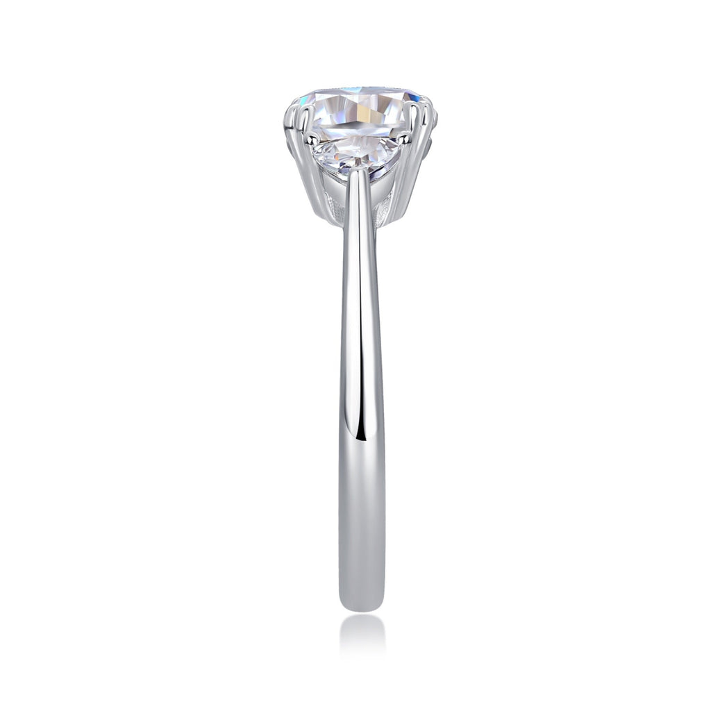 Guardian Cushion-Cut Moissanite Three-Stone Ring in Sterling Silver