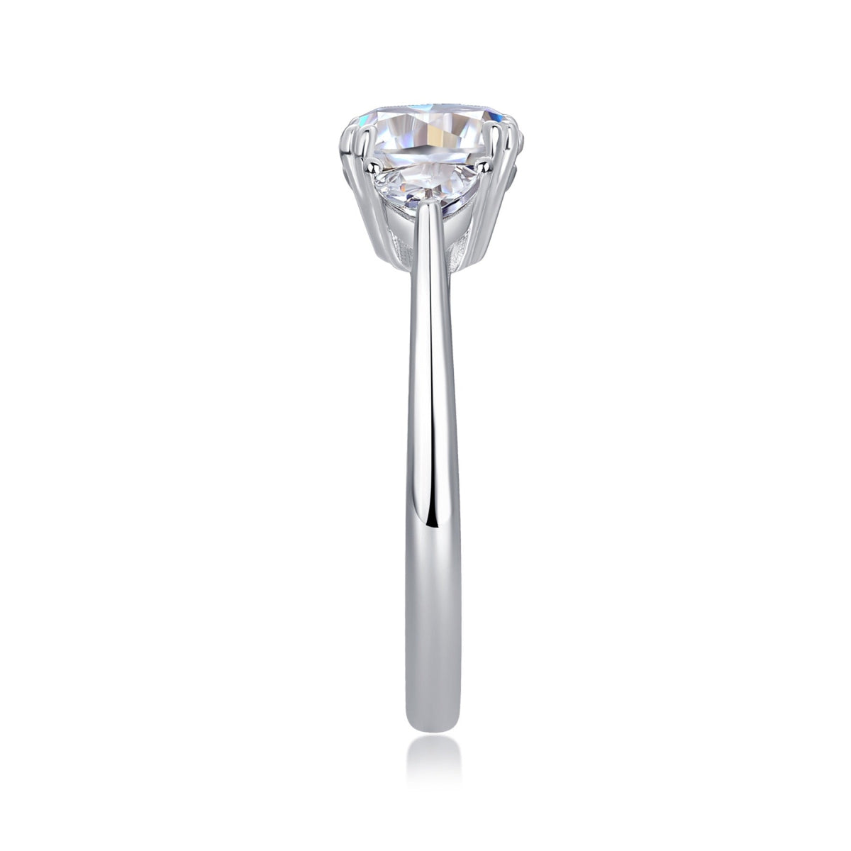 Guardian Cushion-Cut Moissanite Three-Stone Ring in Sterling Silver