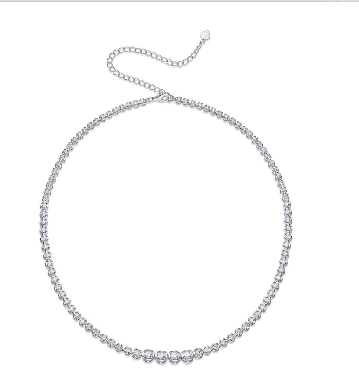 Lumina Moissanite Tennis Necklace in Sterling Silver