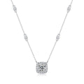 Destiny 1 Carat Moissanite Halo Pendant Necklace in Sterling Silver