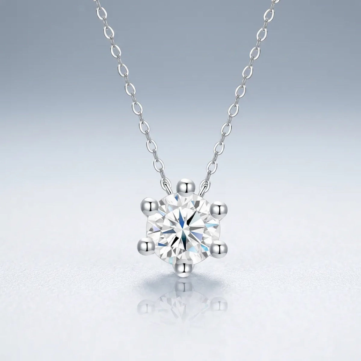 Rosé Moissanite Solitaire Pendant Necklace in Sterling Silver