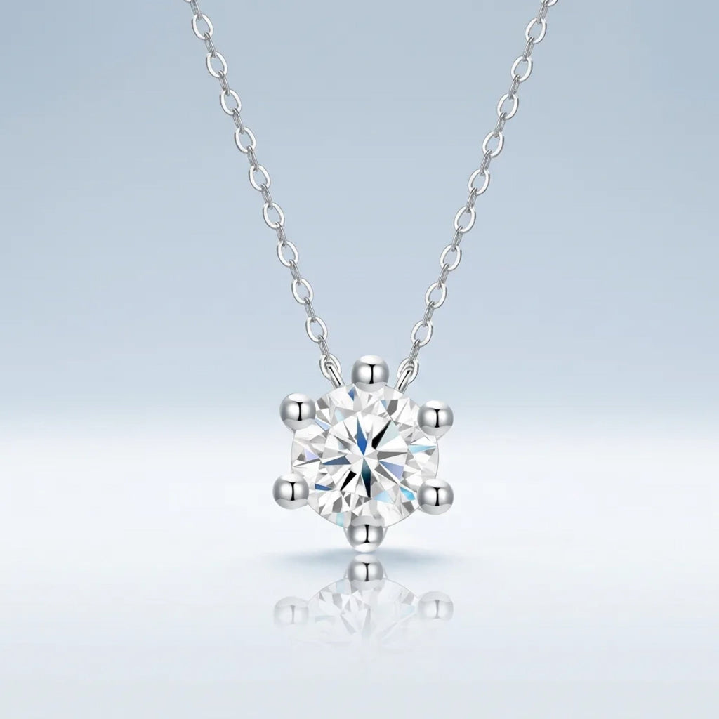 Rosé Moissanite Solitaire Pendant Necklace in Sterling Silver