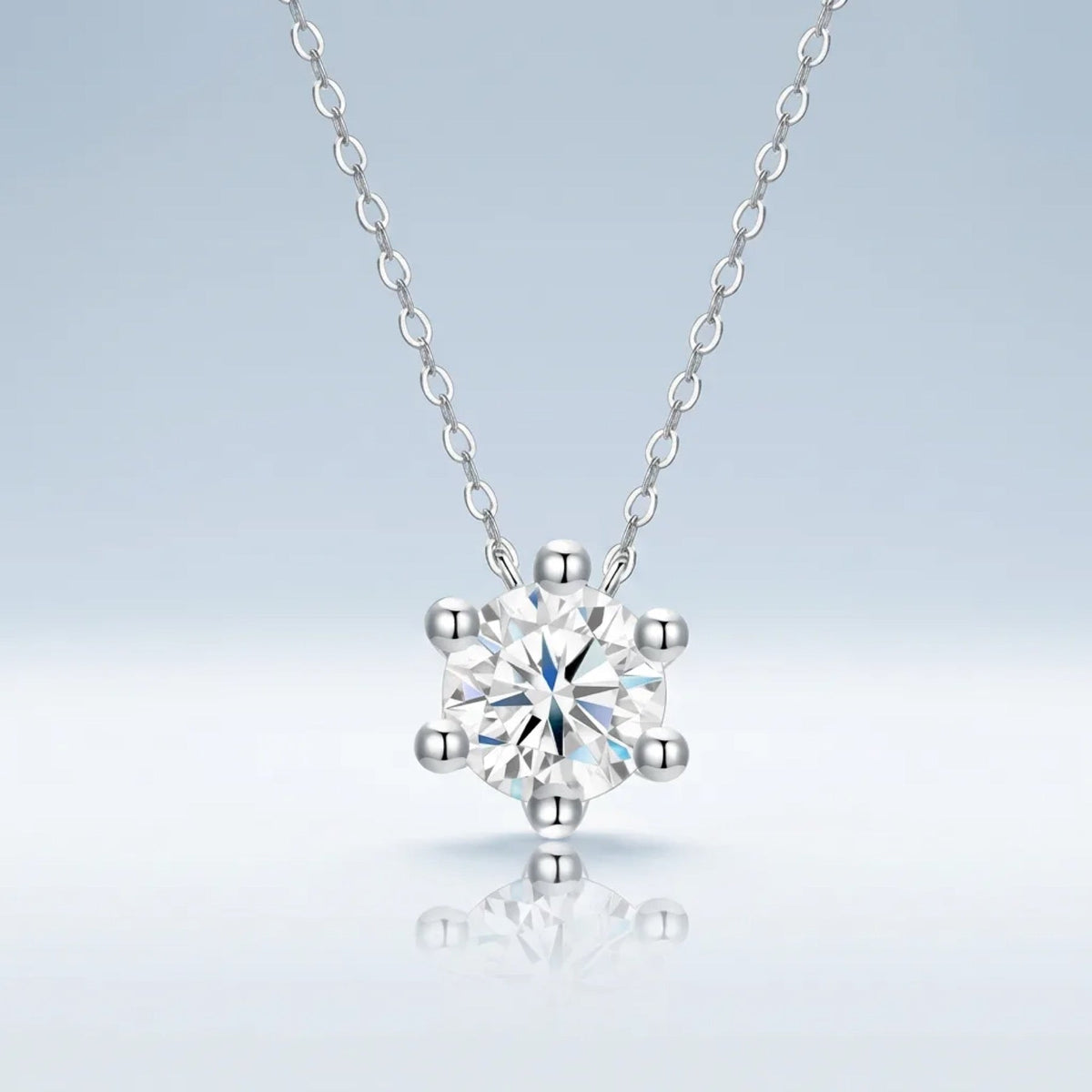 Rosé Moissanite Solitaire Pendant Necklace in Sterling Silver