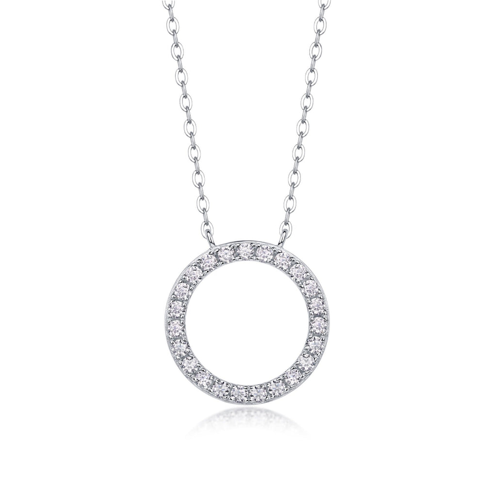 Orbit Moissanite Open Circle Necklace in Sterling Silver