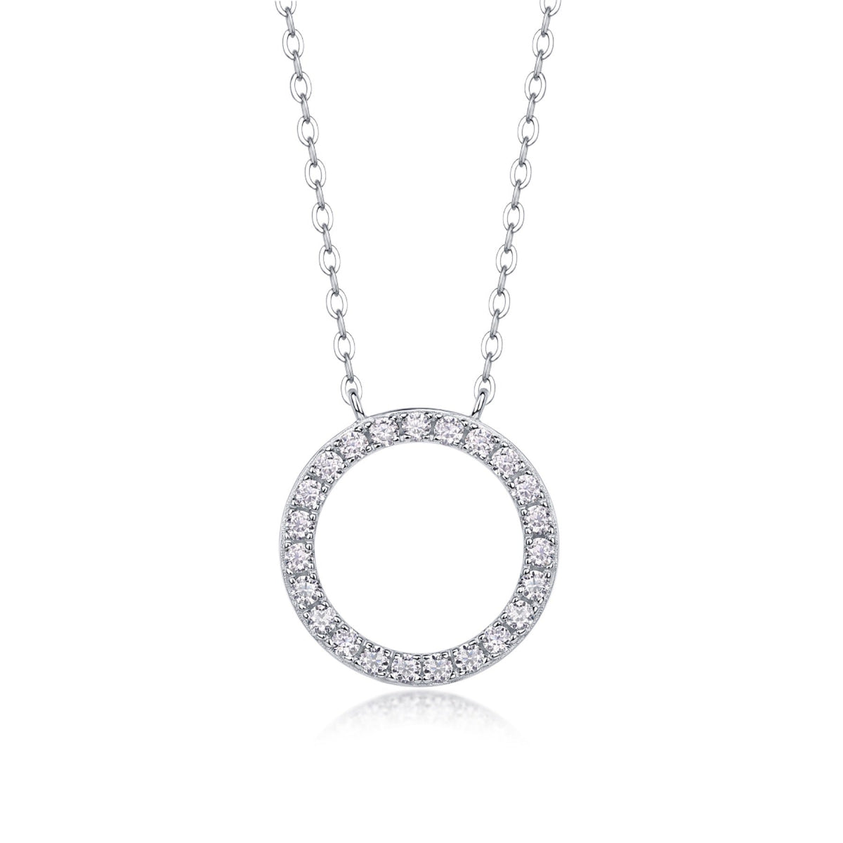 Orbit Moissanite Open Circle Necklace in Sterling Silver