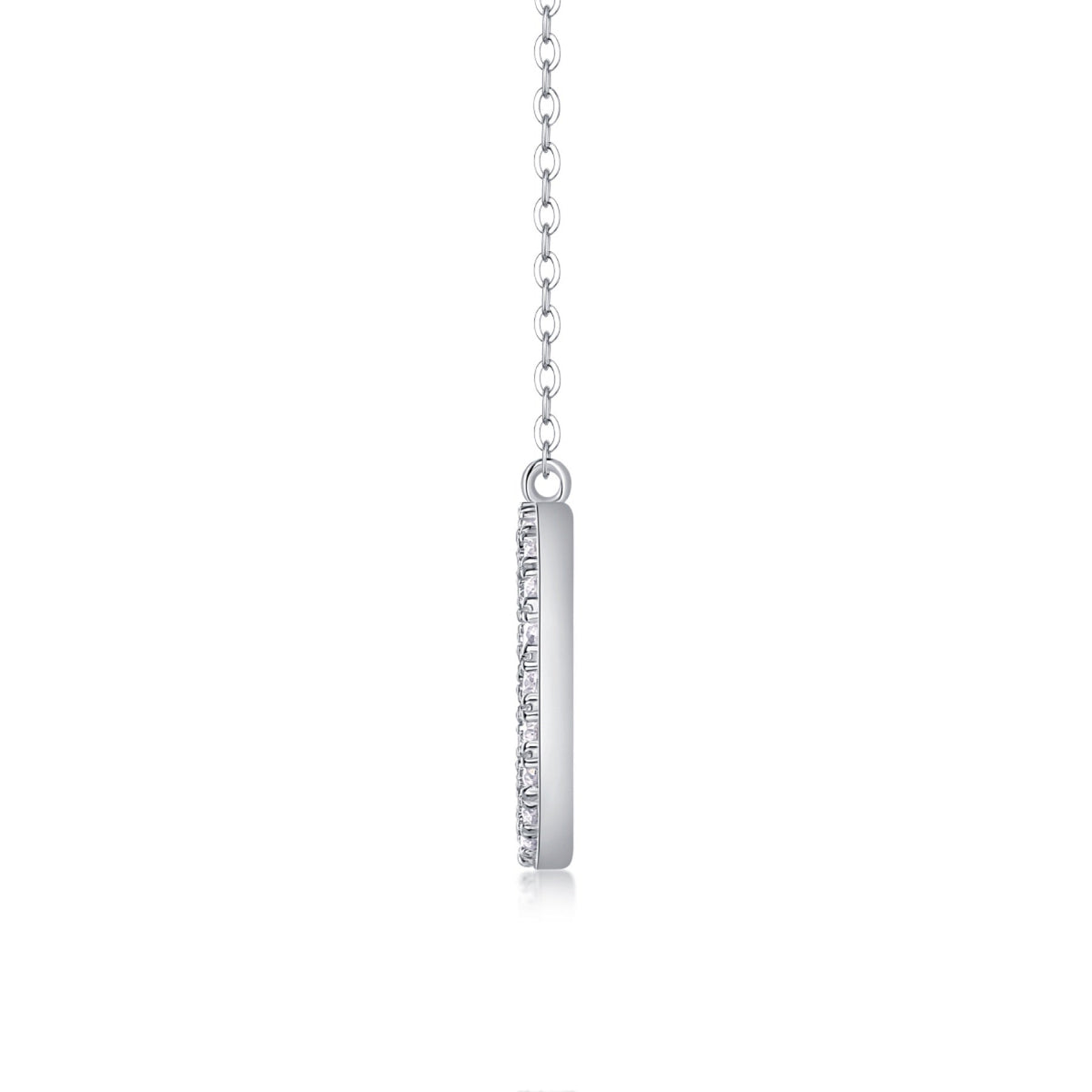 Orbit Moissanite Open Circle Necklace in Sterling Silver