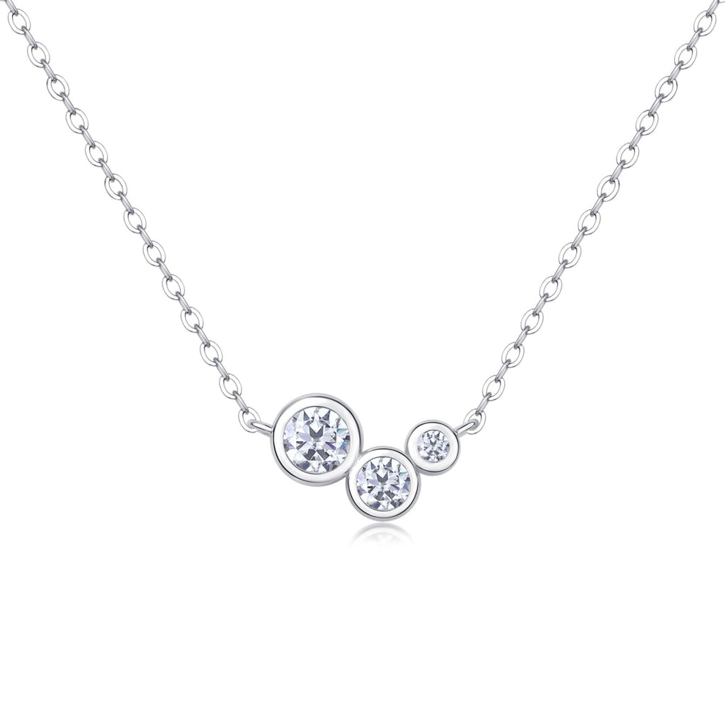 Dewfall Moissanite Three-Stone Necklace in Sterling Silver