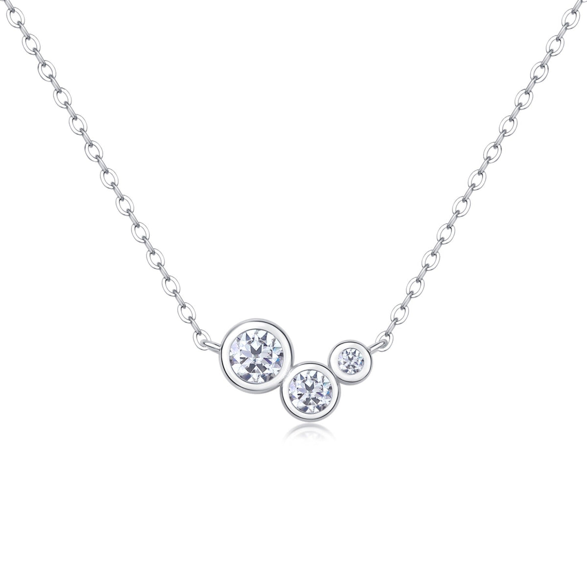 Dewfall Moissanite Three-Stone Necklace in Sterling Silver