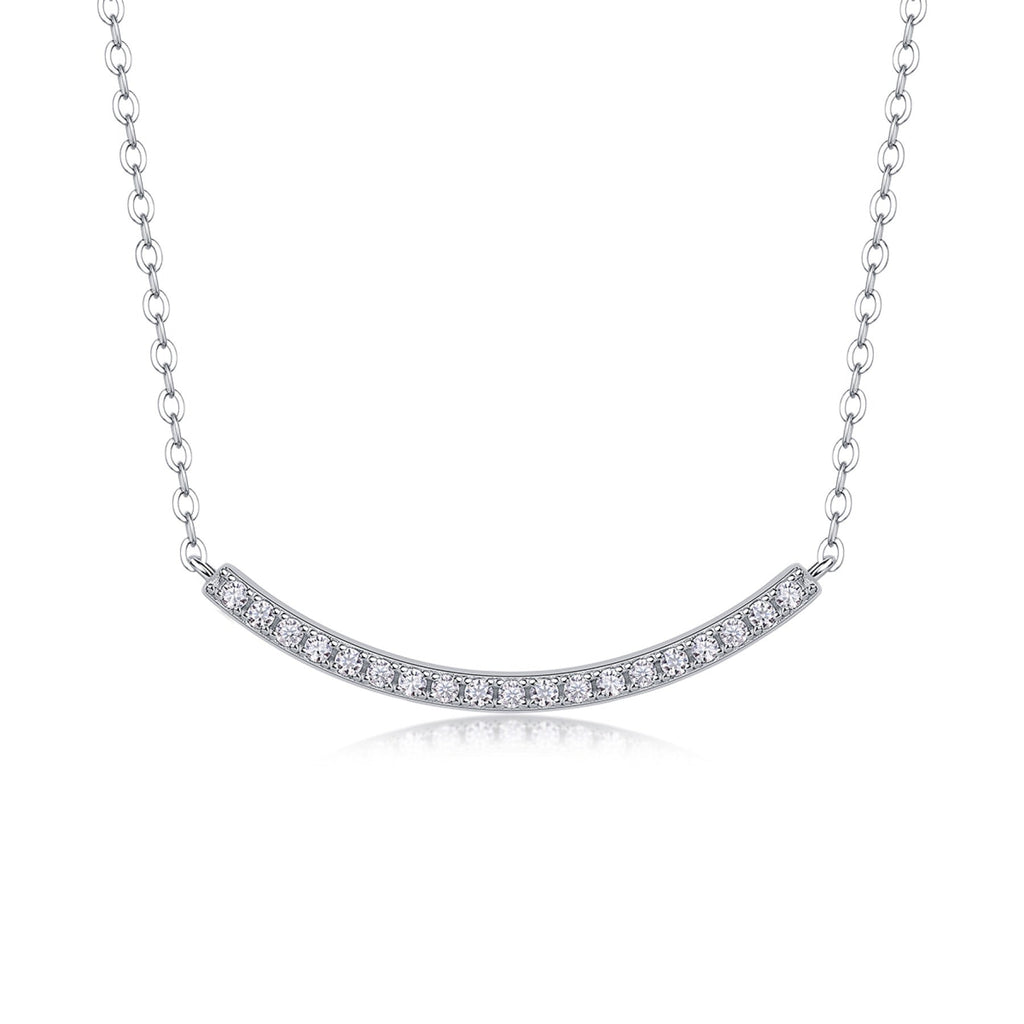Grace Moissanite Curved Bar Necklace in Sterling Silver