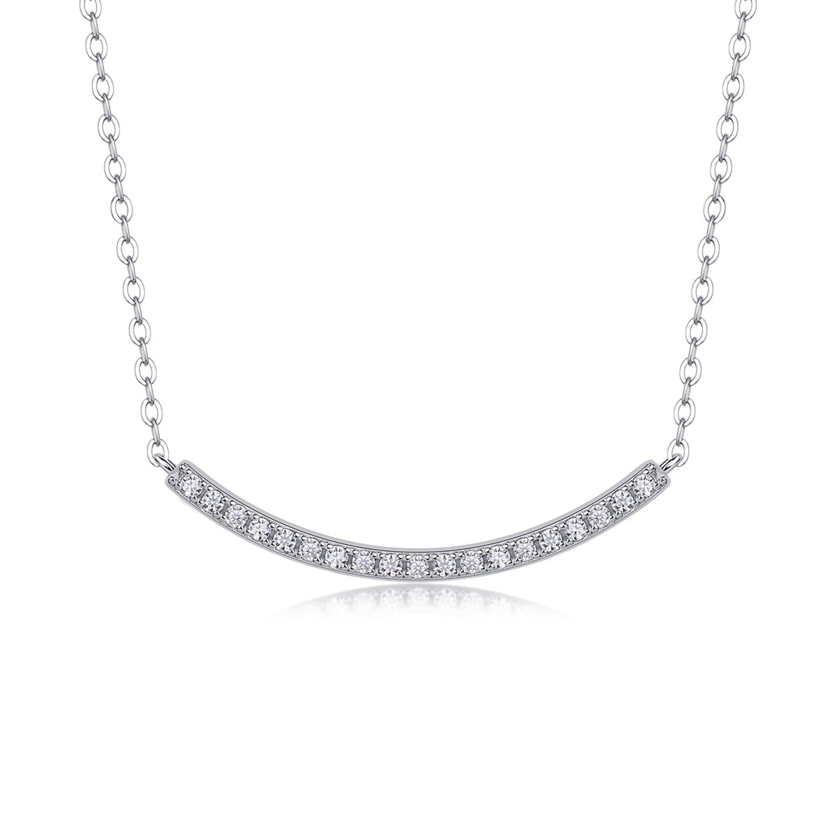 Grace Moissanite Curved Bar Necklace in Sterling Silver