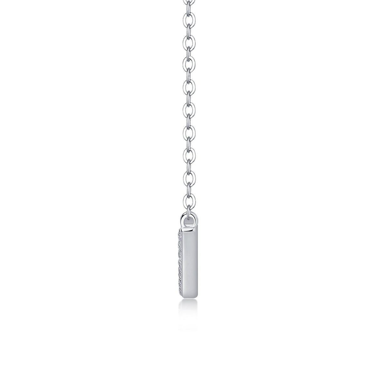 Grace Moissanite Curved Bar Necklace in Sterling Silver