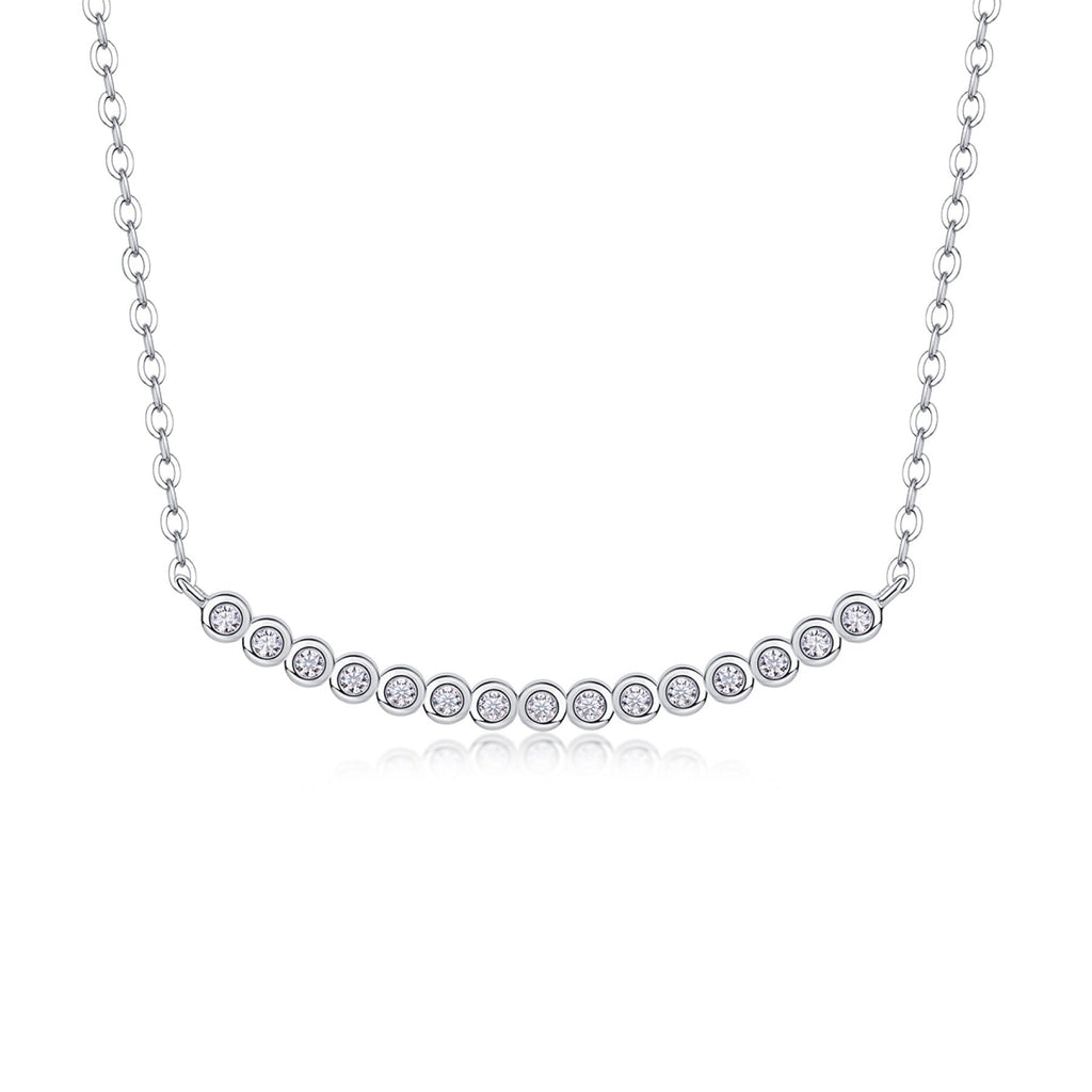 Float Moissanite Curved Bar Necklace in Sterling Silver