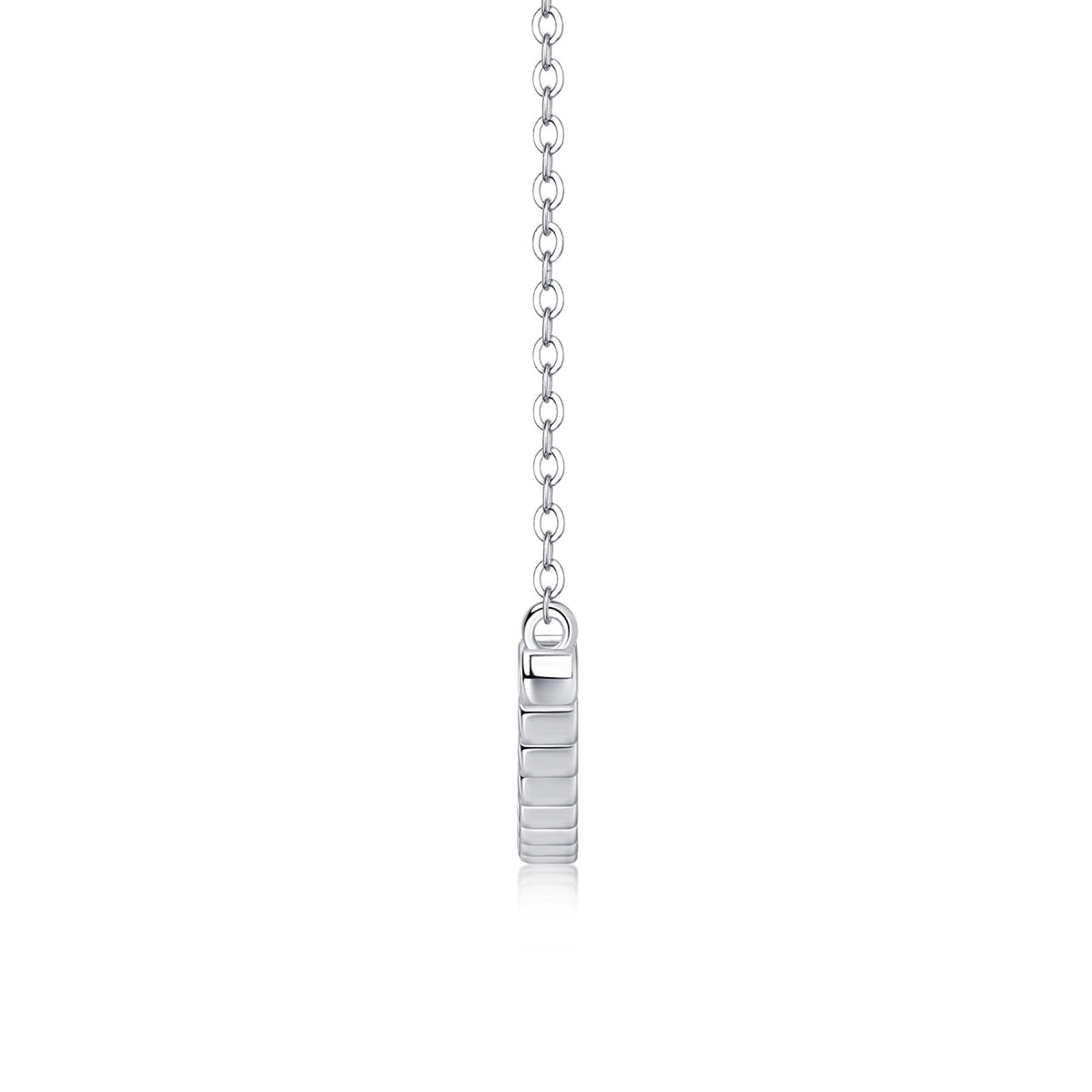Float Moissanite Curved Bar Necklace in Sterling Silver