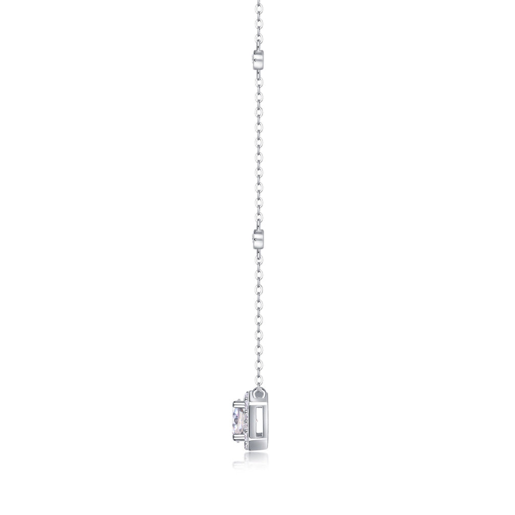 Blossom 1 Carat Moissanite Halo Pendant Necklace in Sterling Silver
