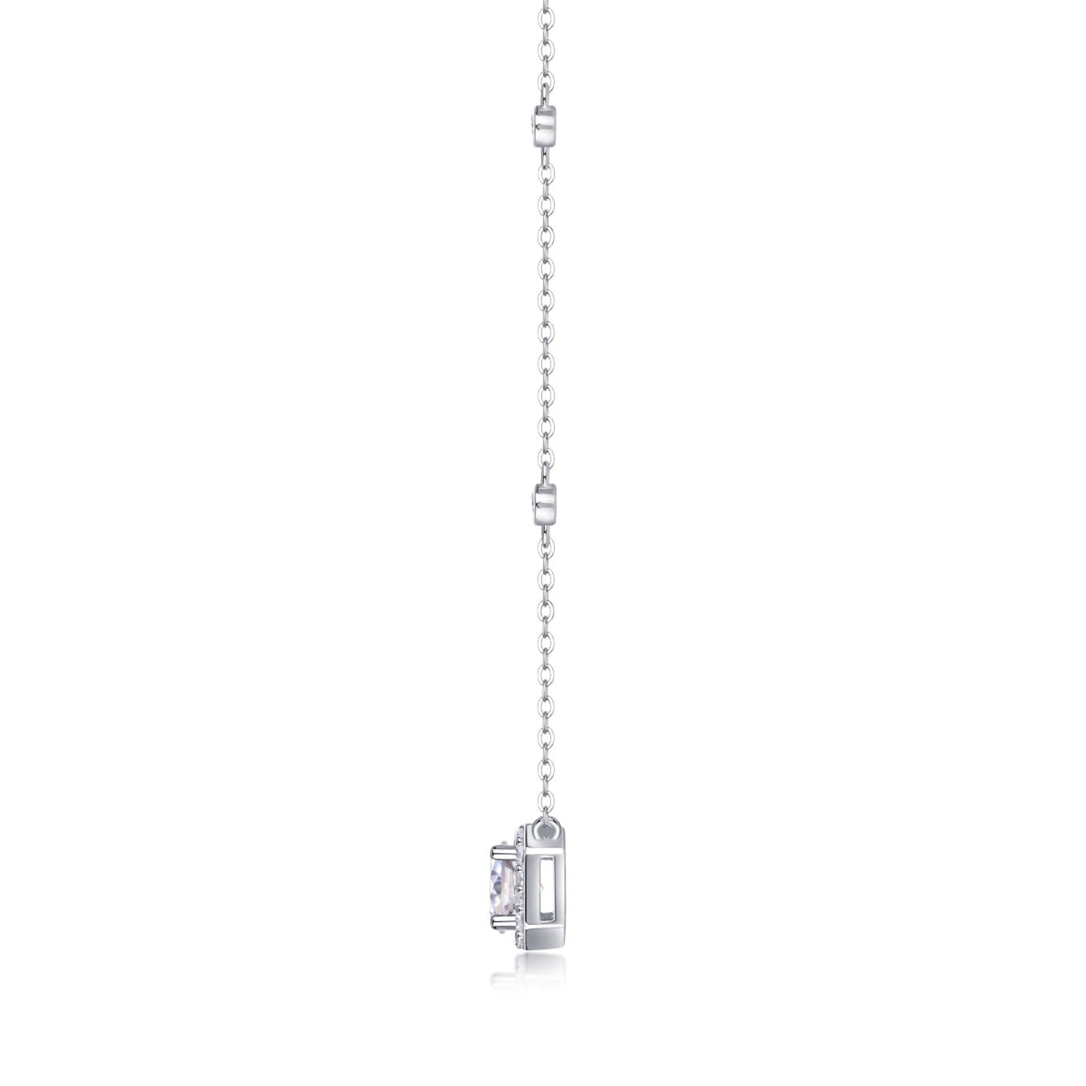 Blossom 1 Carat Moissanite Halo Pendant Necklace in Sterling Silver