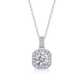 Aurora 1 Carat Moissanite Halo Pendant Necklace in Sterling Silver