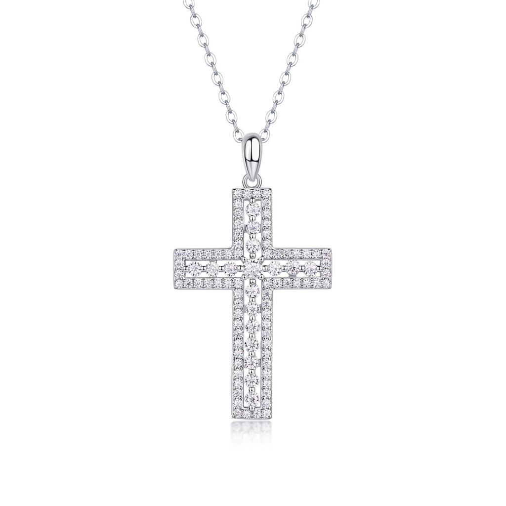 Sanctuary Moissanite Cross Necklace in Sterling Silver