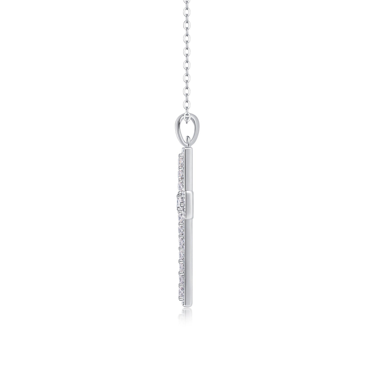 Sanctuary Moissanite Cross Necklace in Sterling Silver